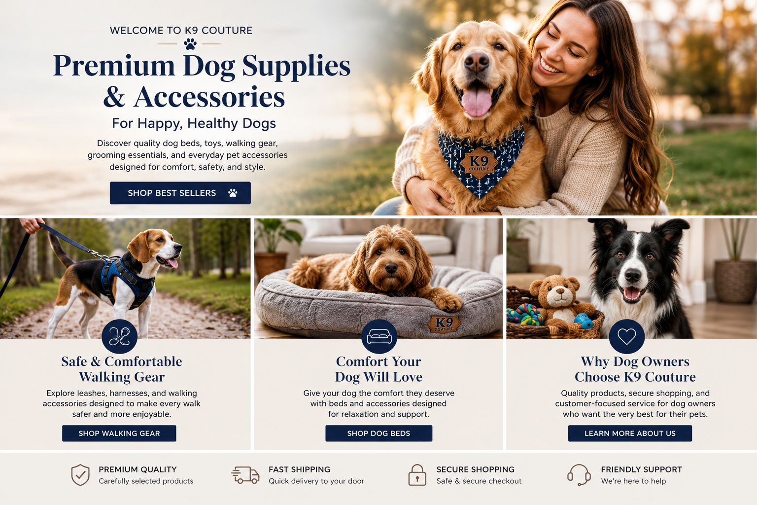 Premium dog supplies and accessories for happy healthy dogs