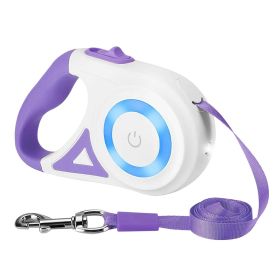 Retractable LED Dog Leash – 16ft Night Walking Leash with Flashlight (Color: Purple)